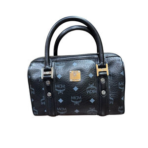 MCM Visetos Black Boston Satchel
